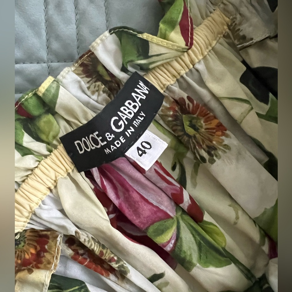 Dolce & Gabbana Multicolor Floral Print Cotton Off Shoulder Crop Top Small 40 - Picture 4 of 6